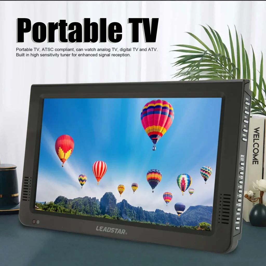 TV digital portátil 10" recarregável com sintonizador ATSC de alta sensibilidade