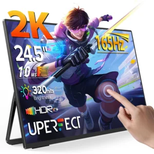 Monitor portátil de mesa UPERFECT UMAx 24 2K com tela sensível ao toque de 24,5" e 165 Hz, IPS para jogos de computador, para laptop, PC, Mac, XBOX, PS5 e dispositivos móveis