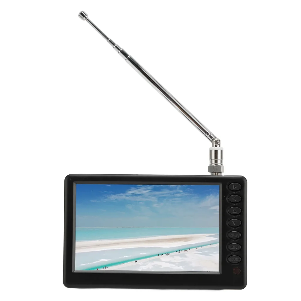 Mini TV portátil 5" digital recarregável compatível com ISDB-T e 1080p