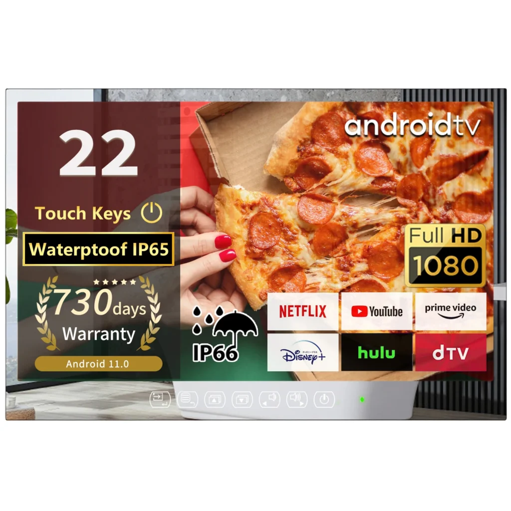 Smart TV Espelho 22" Android 11 à Prova d’Água Full HD