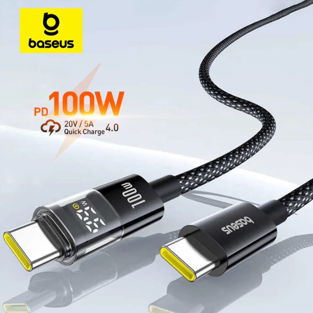 Cabo USB-C Baseus 100W com Display LED