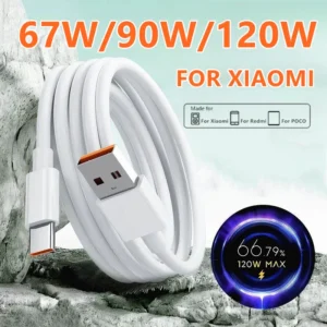 Cabo USB-C Turbo 6A 67W–120W para Xiaomi/Redmi/POCO