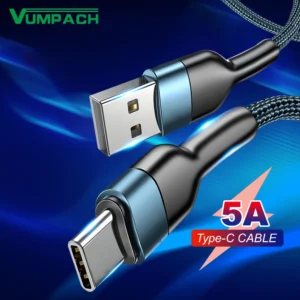 Cabo USB-C 5A Fast Charge para Samsung/Xiaomi/Huawei