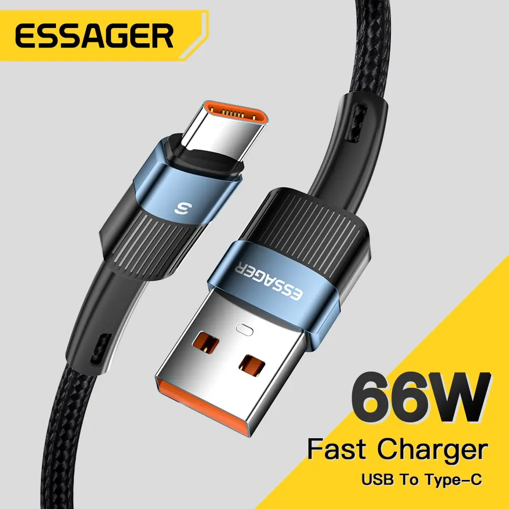 Cabo USB-C Essager 6A 66W Fast Charge para Android