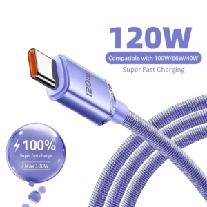Cabo USB-C 120W Fast Charge para Android