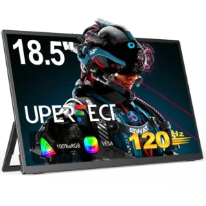 UPERFECT 18,5 polegadas IPS Monitor LCD com taxa de atualização de 120Hz 1080p FHD HDR Tela do computador portátil HDMI Screen USB C Tela externa com alto -falantes duplos rotativos VESA USB OTG para desktop PC Gaming