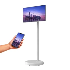 TV móvel de 22 polegadas Android 12.0 6 + 128G Ângulo giratório Altura ajustável Monitor de tela de toque portátil Smart TV com suporte