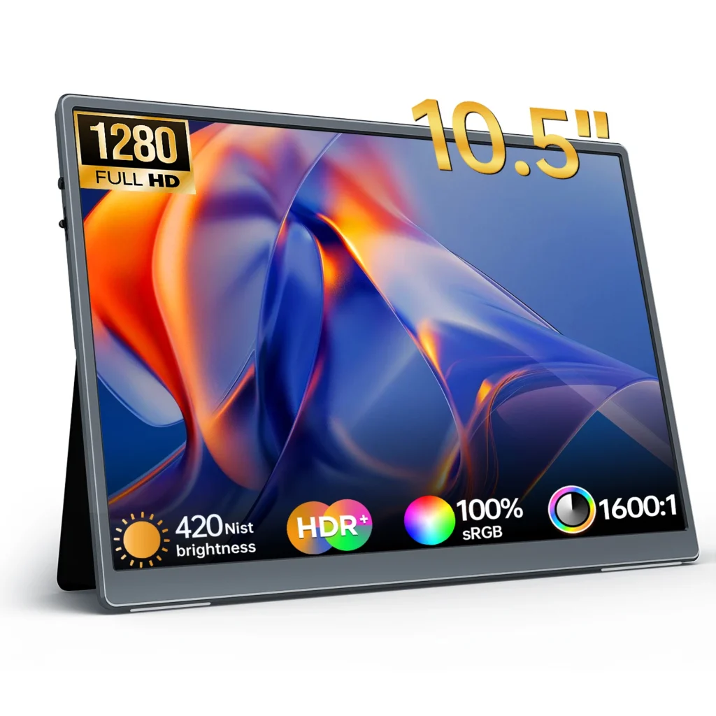 HAILESI 10.5 polegadas 100% sRGB 1280P Monitor portátil para jogos com tipo C Mini HDMI para PS/Steam/Deck/Switch/PC