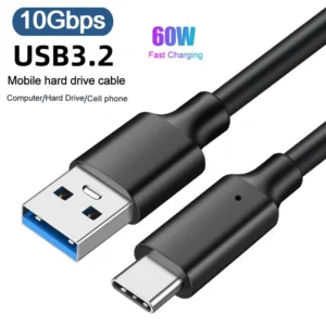 Cabo USB-A para USB-C 3.2 10Gbps PD 60W
