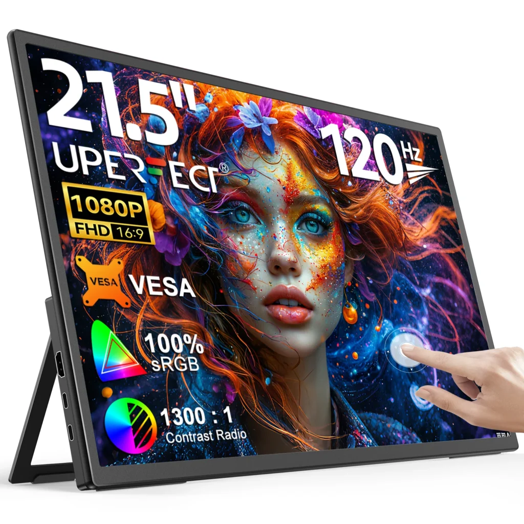 UPERFECT UMAx 21 Tela de computador touchscreen 21,5 polegadas 120 Hz 1080P com HDMI Tipo C Monitor externo portátil para laptop PC Mac Telefone PS5 Console de jogos