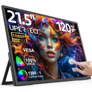 UPERFECT UMAx 21 Tela de computador touchscreen 21,5 polegadas 120 Hz 1080P com HDMI Tipo C Monitor externo portátil para laptop PC Mac Telefone PS5 Console de jogos
