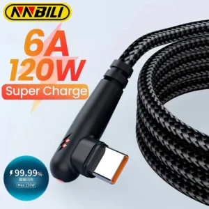 Cabo USB-C 120W 90° cotovelo Fast Charge (NNBILI)