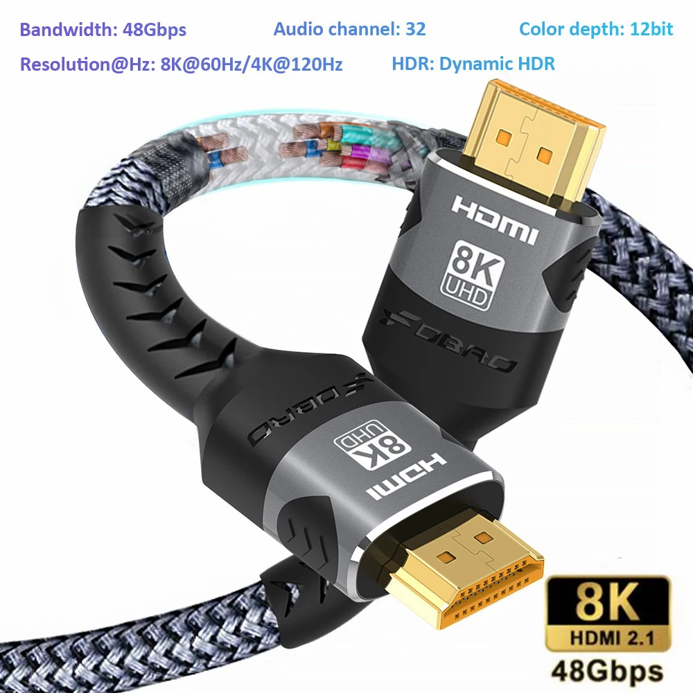 FDBRO Cabo HDMI 2.1 8K 60Hz / 4K 120Hz