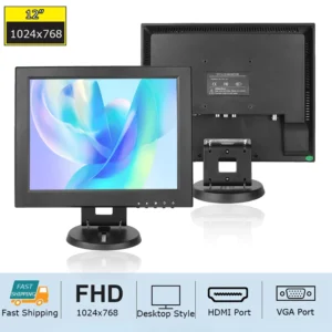 Monitor de Computador LCD de 12 Polegadas com Proporção de Tela 4:3, Resolução 800*600/1024*768, Segurança Doméstica, CCTV BNC com Interface AV/BNC/VGA/HDMI/USB