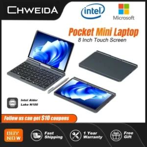 Chweida mini laptop 8 Polegada tela sensível ao toque intel alder lake n150 12gb ddr5 wifi 6 2 em 1 laptop notebook tablet pc bolso laptop