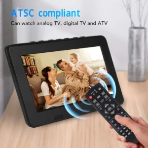 TV digital portátil 7" recarregável com USB e suporte 1080p