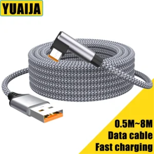 Cabo USB-C 6A Cotovelo Extensor 3m/5m Fast Charge