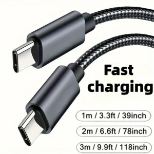 Cabo USB-C 60W PD Fast Charge (1–3m)