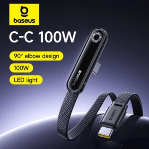 Cabo USB-C Baseus MVP3 Cotovelo 100W com LED